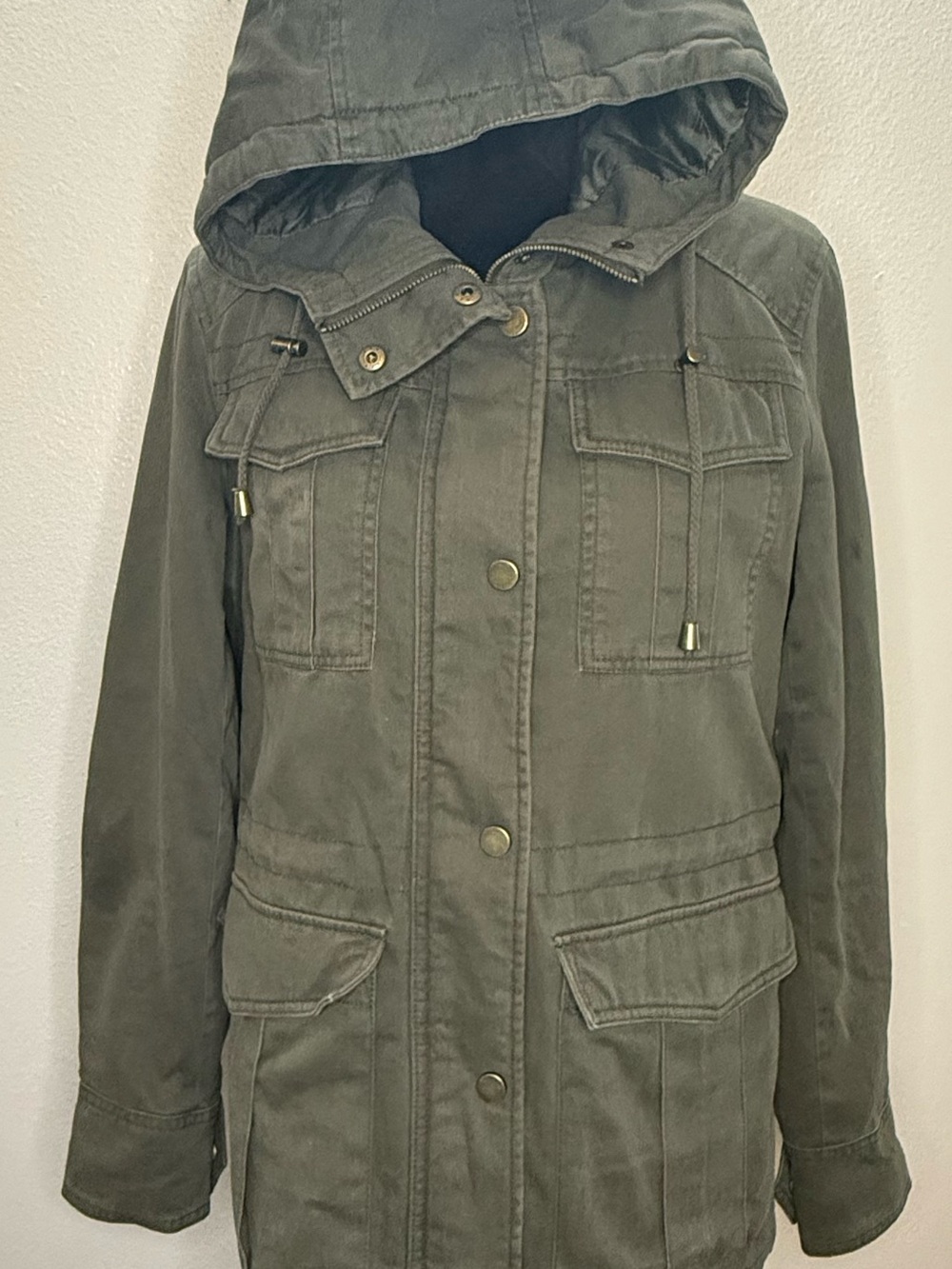 Lucky Brand Olive Utility Hooded Jacket